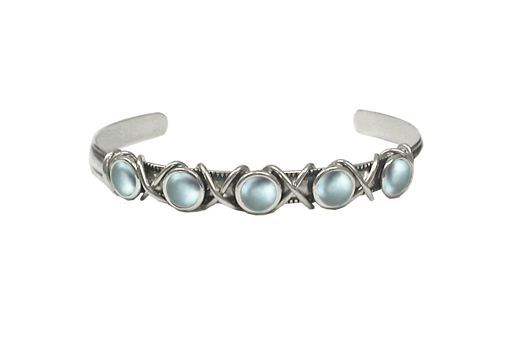 Sterling Silver Cuff Bracelet With Blue Topaz